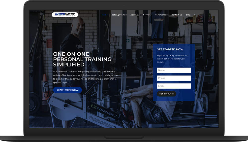 inner west personal training website macbook preview designed by smartecniqs