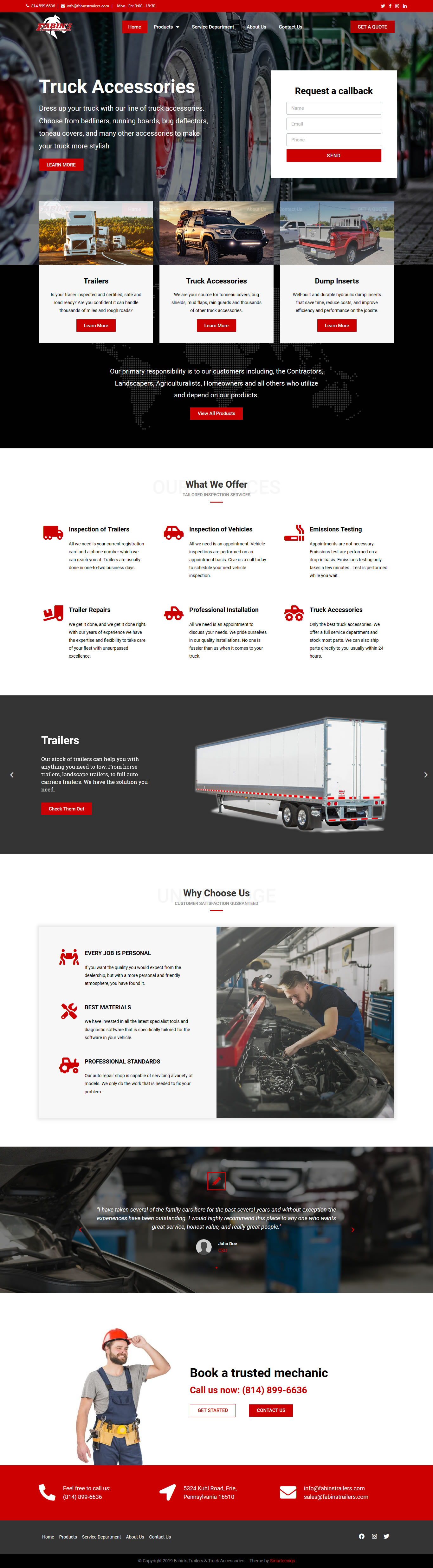 Fabins Trailers New Website Home Page