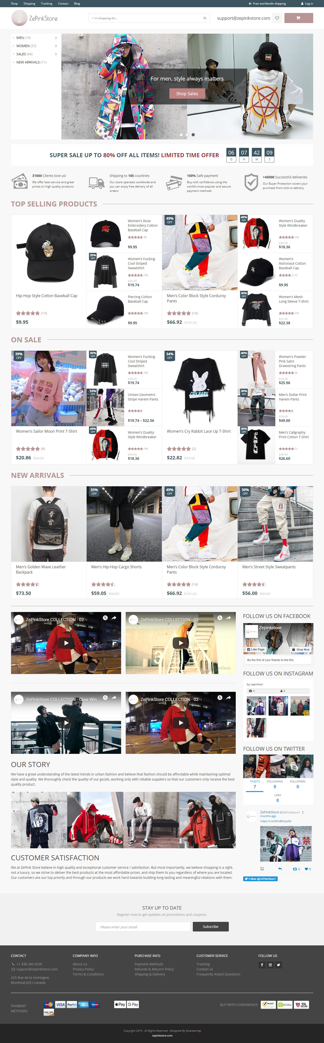 Zepink Store Website Home Page Full View