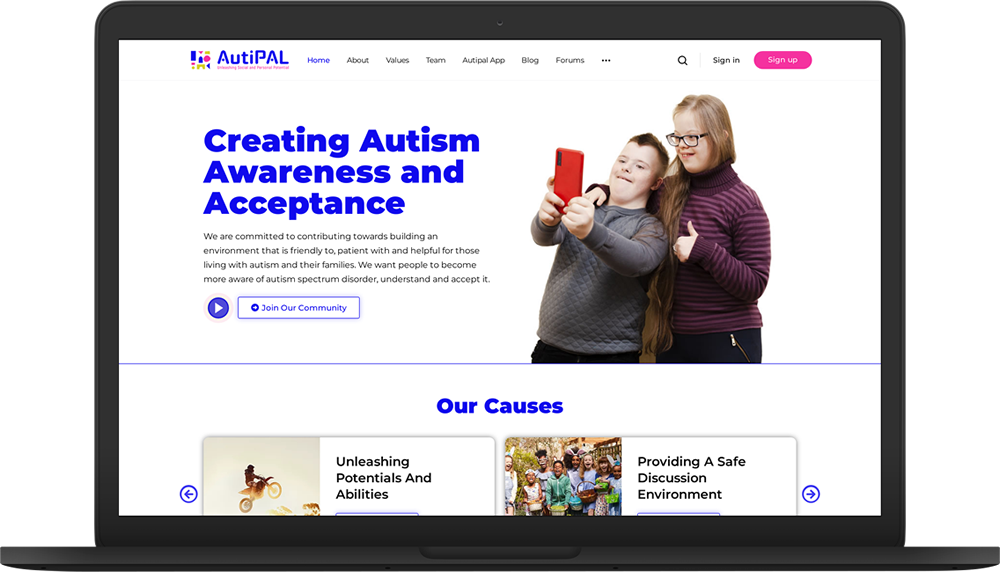 autipal website macbook preview